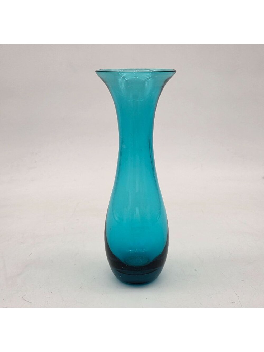 Vintage Blue Glass Bud Vase Flared Neck Design 6 Inches Tall